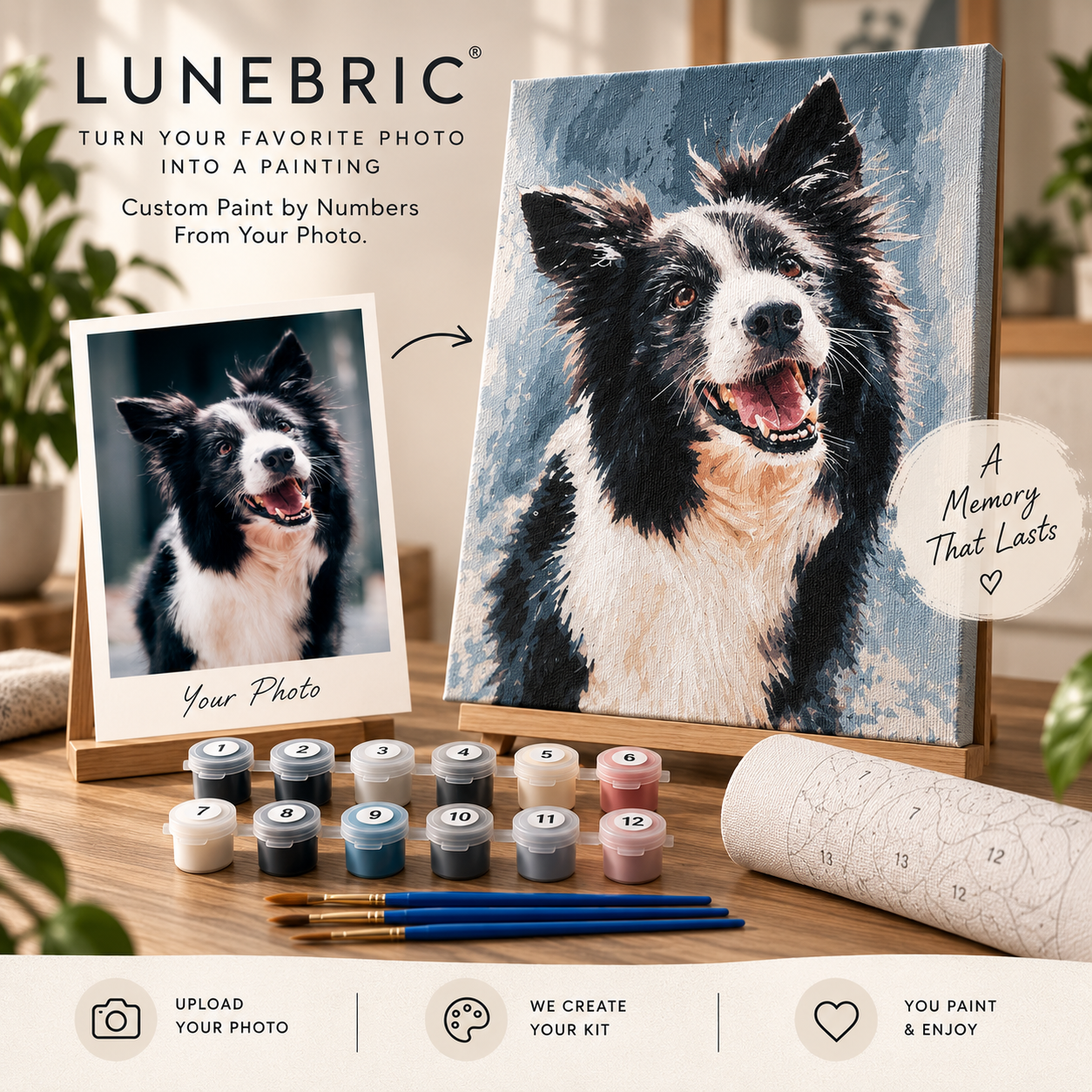 Custom paint by numbers from photo personalized painting kit by LUNEBRIC